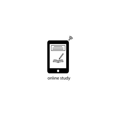 Akıllı simge, kitap ve sinyalin çevrimiçi öğrenme logosu çizimi. vektör tasarımı