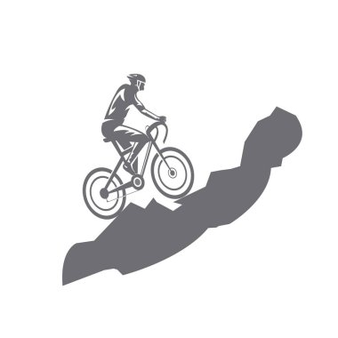 Gri dağ bisikleti logosu, vektör tasarım şablonu