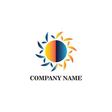 Güneş logosu renkli illüstrasyon tasarım vektörü simgesi