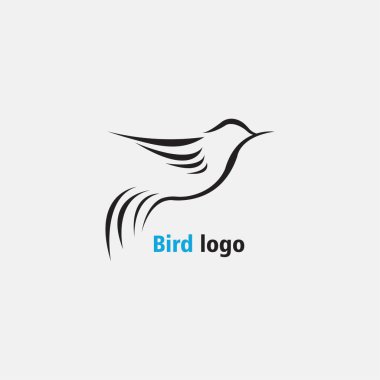 Basit bir logonun kuş siyahı çizimi. vektör tasarımı