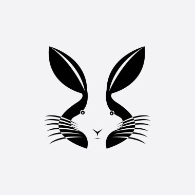 Benzersiz bir yaratıcı logo vektör tasarım simgesinin tavşan çizimi