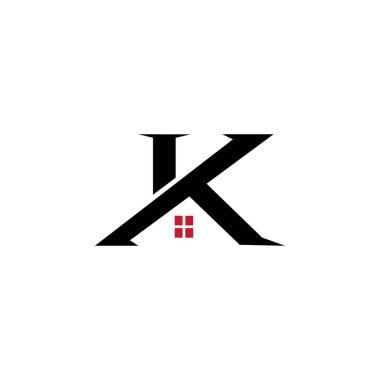 Ev tasarımı logosunun K vektör illüstrasyonu