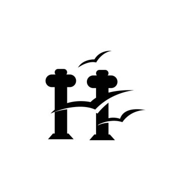 H harfi basit logo şablon çizim vektör tasarımı