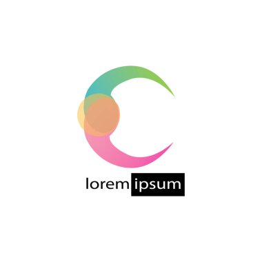 C Harfi Yaratıcı logo Basit renk tasarım vektörü