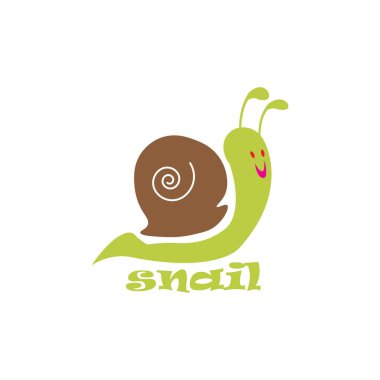 Şirin salyangoz logosu renk çizim vektör tasarımı