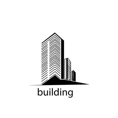 Siyah logonun modern bina çizimi. vektör tasarımı