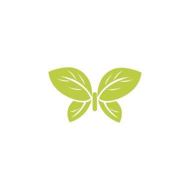 Eşsiz yeşil yaprak çay tasarım vektörünün kelebek çizimi