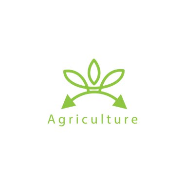 leaf line  arrow farm logo agriculture design vector 