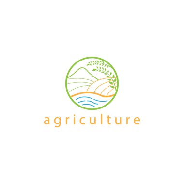 agriculture logo circle vector illustration outline mountain design