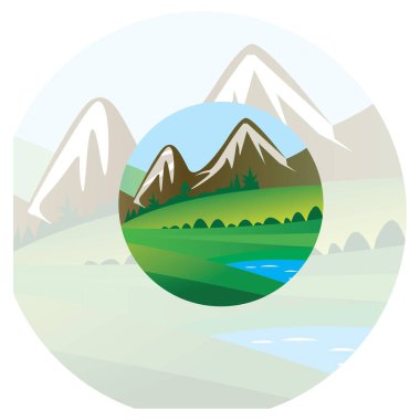 Dağ manzarası doğa çember çizimi