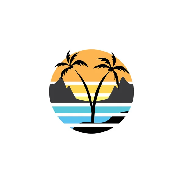 Paisaje Círculo Logo Verano Naturaleza Vector Diseño — Archivo Imágenes Vectoriales