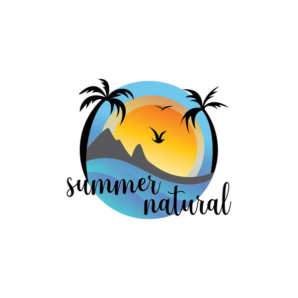 Landschaft Kreis Logo Sommer Natur Vektor Design — Stockvektor