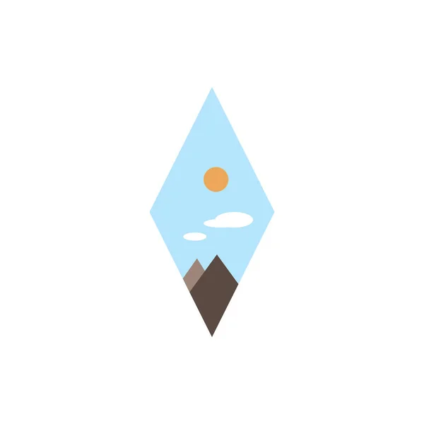 Ilustração Paisagem Verão Logotipo Mar Montanha Padrão Cor Design Geométrico — Vetor de Stock