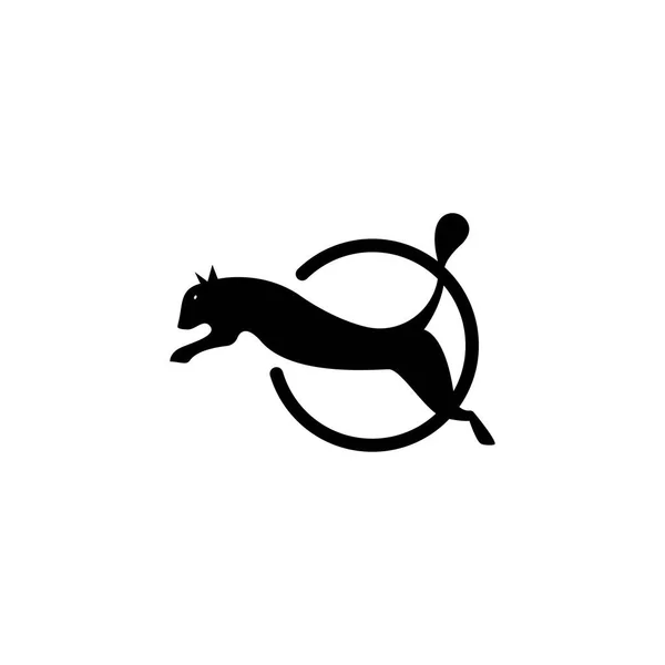 Leopard Logo Illustration Cirkel Design Vektor Svart — Stock vektor