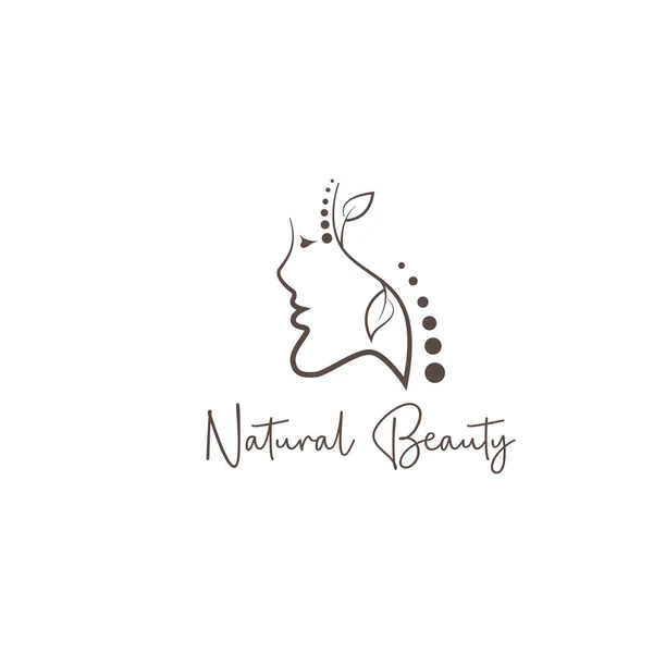 Naturel Belle Femme Illustration Logo Feuille Vecteur Design Mode — Image vectorielle