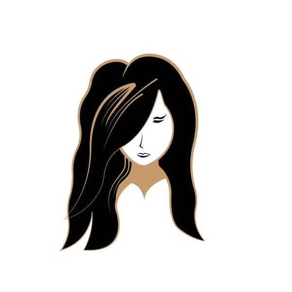 Mujer Logo Ilustración Moda Cara Vector Diseño Moda — Vector de stock