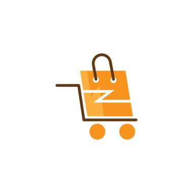 Alışveriş logosu basit çanta illüstrasyon tramvay tasarım şablonu