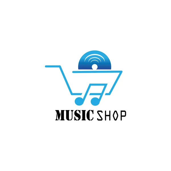 Magasin Musique Logo Illustration Chariot Modèle Conception Simple — Image vectorielle