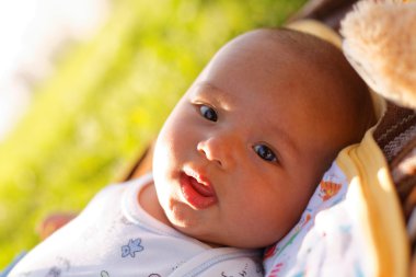 sevimli küçük oğlu anne yaz Parkta piknik üzerinde ile