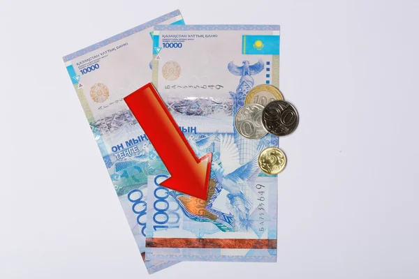 Kazakistan para tenge aşağı — Stok fotoğraf