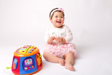 Sevimli küçük bebek kız yeni yıl/yılbaşı kostüm