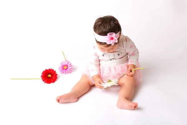 Bonito menina bebê no ano novo / traje de Natal — Fotografia de Stock