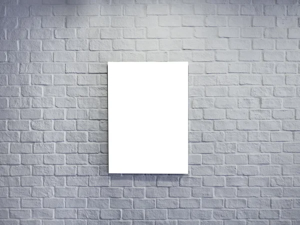 Blank Mock up Poster no fundo da parede de tijolo branco — Fotografia de Stock