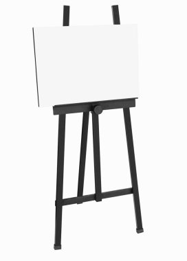Boyama boş tuval posteri ile siyah şövale standı 