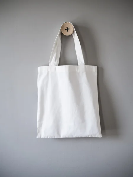 White Canvas Bag on Grey Background — Stock Photo, Image