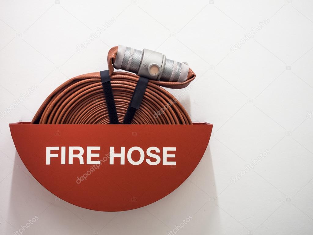 Fire house safety equipment on white background