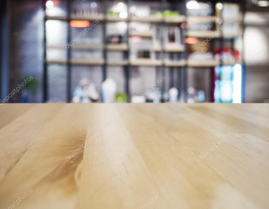 Table top counter with Blurred Bar Restaurant background Stock Photo by  ©viteethumb 64031257