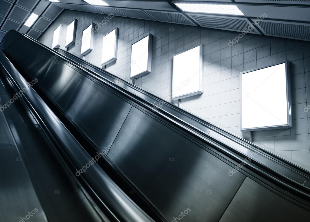 Mock up Vertical Poster in Subway station with escalator
