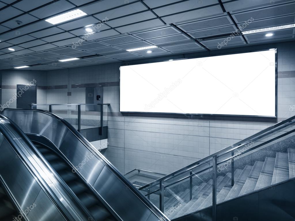 Mock up billboard light box in subway station perspective