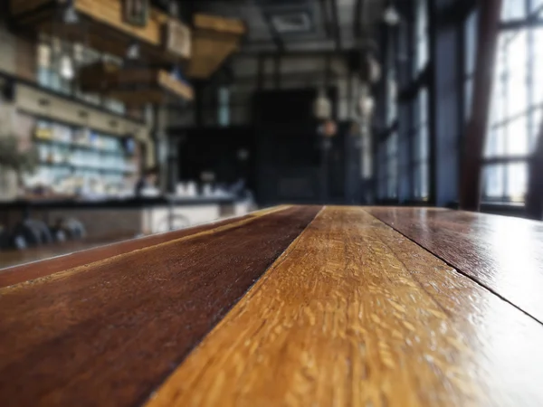 Topo da mesa com café desfocado Restaurante Interior — Fotografia de Stock