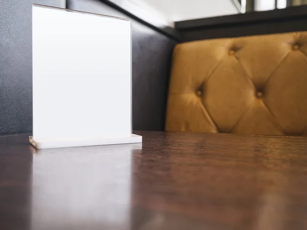 Mock up Menu frame on Table in restaurant cafe shop — Stock Photo, Image