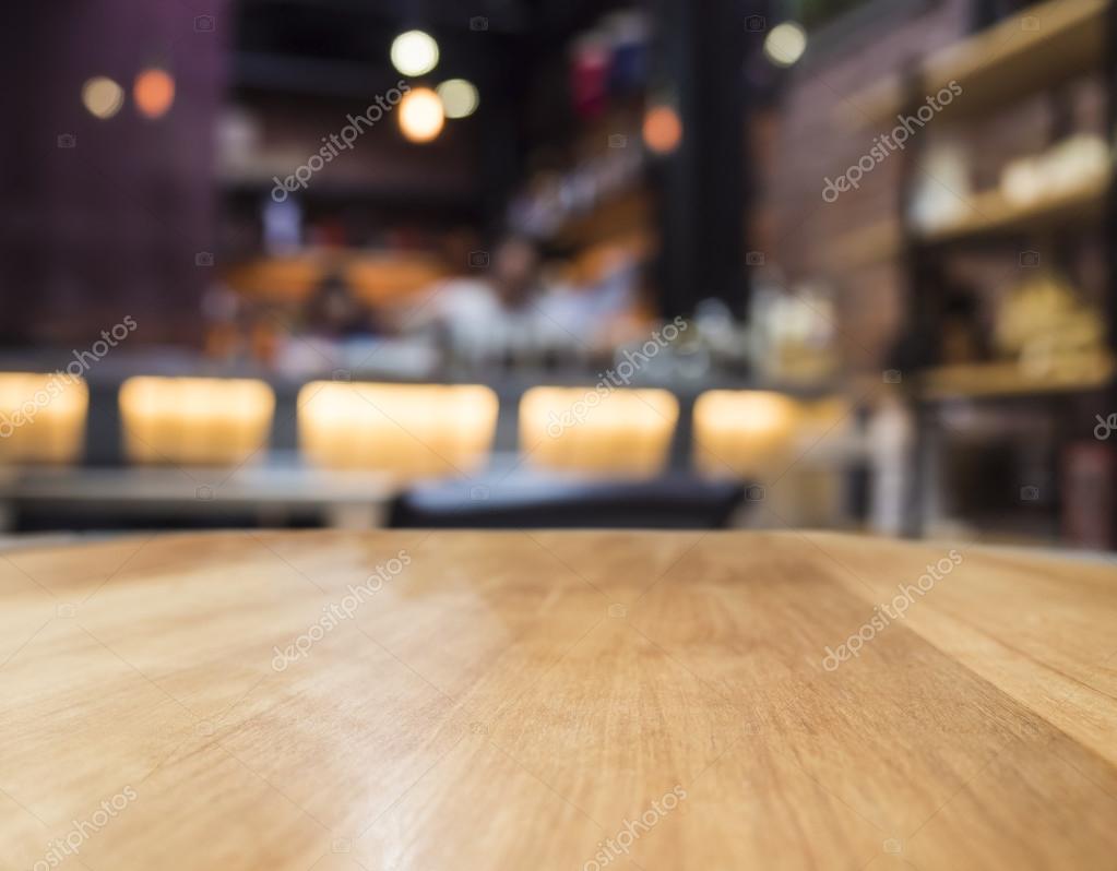 Table top counter with Blurred Bar Restaurant background Stock Photo by  ©viteethumb 75938129