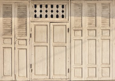 Eski ahşap kapı ve pencere çerçeve mimari Ayrıntılar