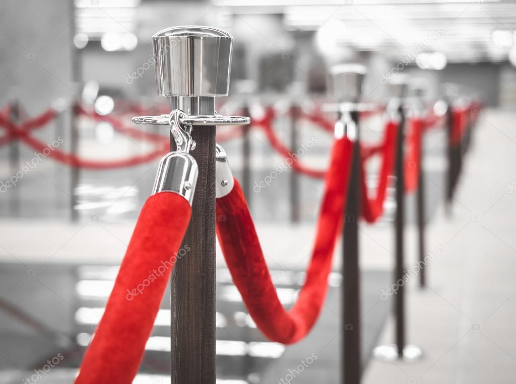 Red Carpet fence pole with red ropes Fashion concept