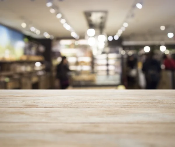 Table top Counter with Blurred Retail shop Interior decoration