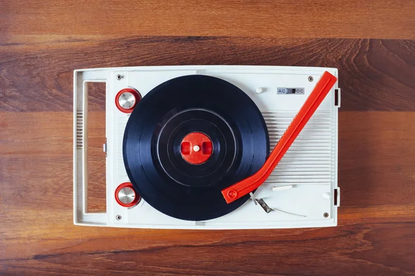 Vinyl record player Vintage retro object Top view — Stock Photo, Image