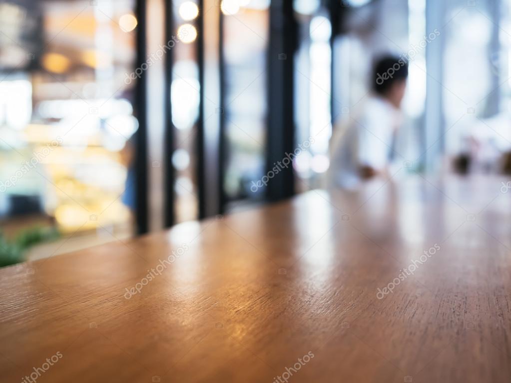 Table top counter with Blurred People in Restaurant Cafe background