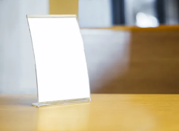 Mock up Menu frame on Table in Restaurant Cafe — Stock Photo, Image