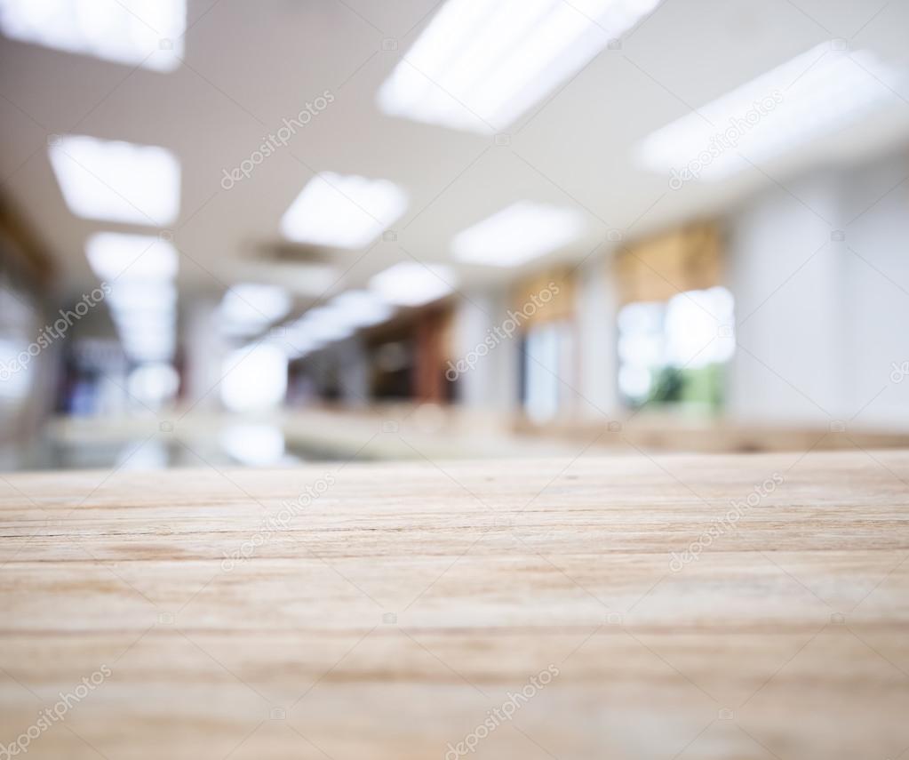 Table top with Blurred Office space Interior