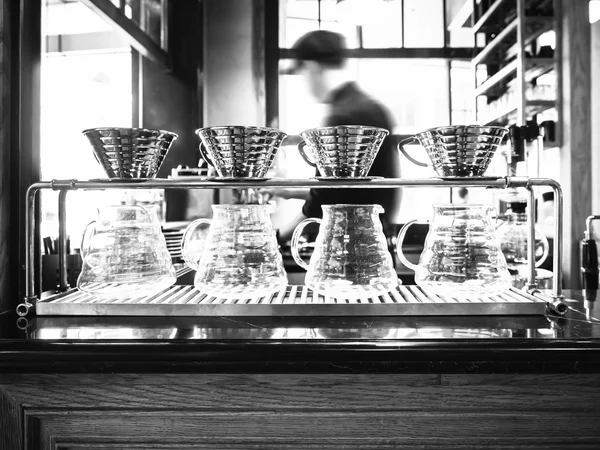 Drip coffee with blurred Barista background restuarant cafe — Stock Photo, Image