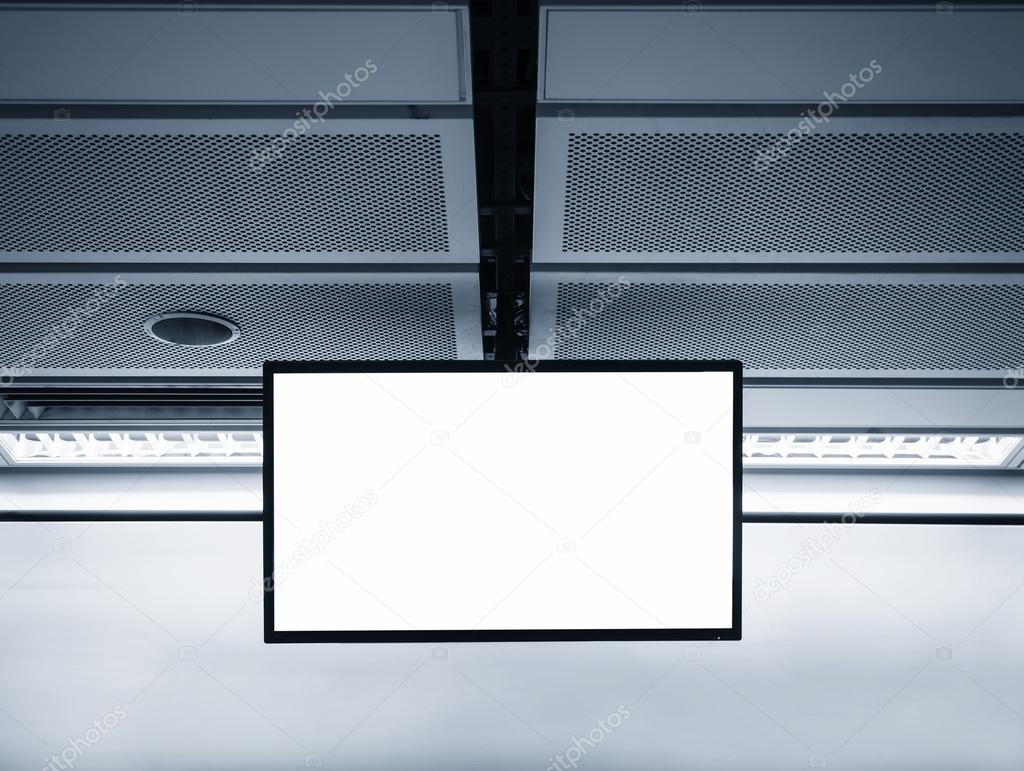 Blank LCD Screen display mock up Banner in Subway station