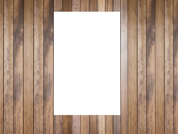 木製の壁に模擬空ポスター — ストック写真