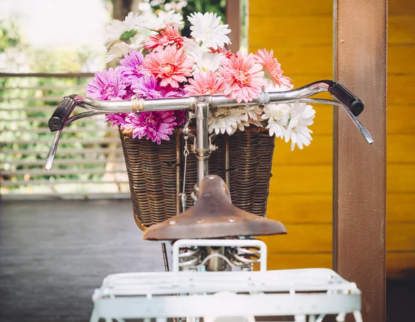 Çiçek sepeti ile Vintage Bisiklet — Stok fotoğraf