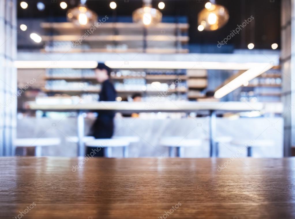 Bar Tisch top Restaurant-Interieur mit Leute background — Stockfoto ... Bar Tisch top Restaurant-Interieur mit Leute background — Stockfoto ...