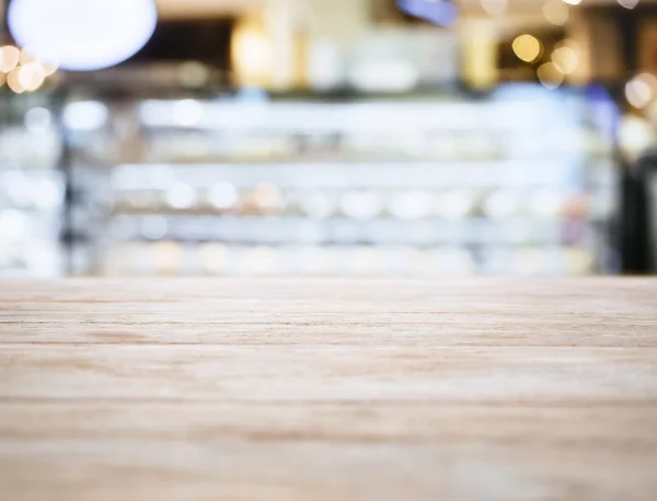 Piano tavolo con Blurred Bar ristorante caffetteria sfondo interno — Foto Stock