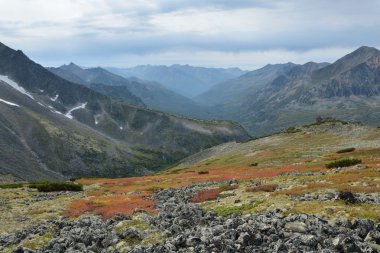 Alpine meadows sonbahar Deniz Baykal sırtta Barguzinsky boyama.